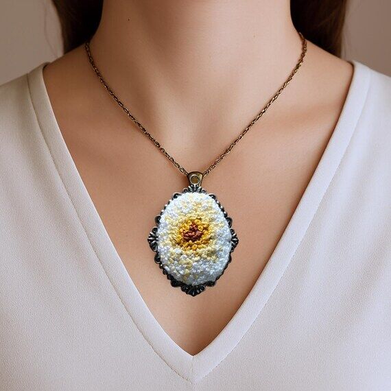 Radiant Sun Symbol Necklace – Hand Embroide...
