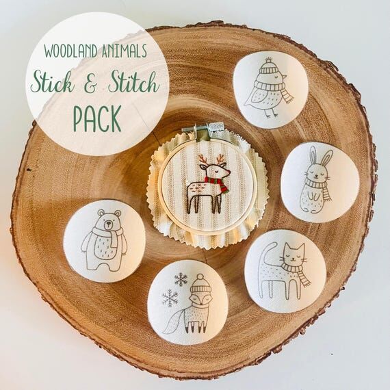 Winter Woodland Animals Stick and Stitch Embr...