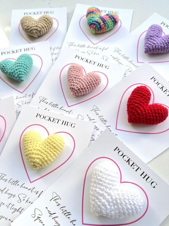 Crochet Pocket Heart Hug, First Day of School...