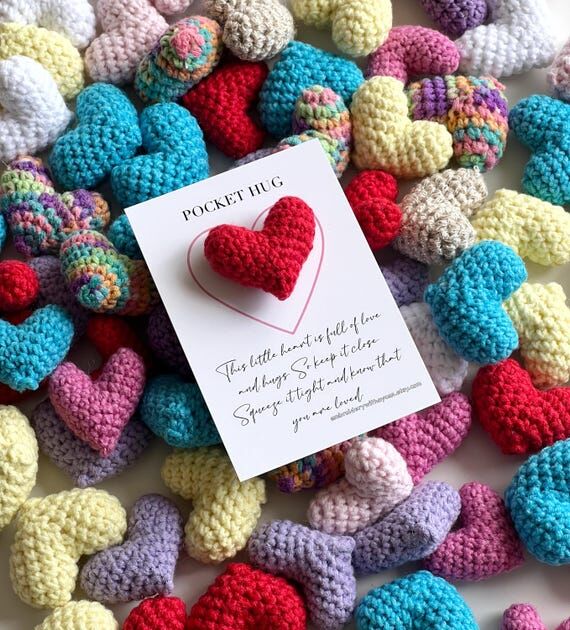 Crochet Pocket Hug Heart: Handmade Small Gift...