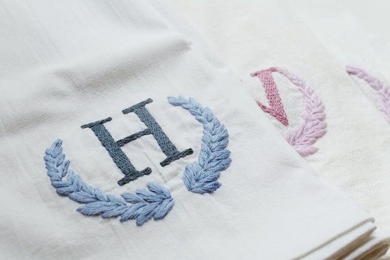 Custom Embroidered Initial Flour Sack Towel: ...