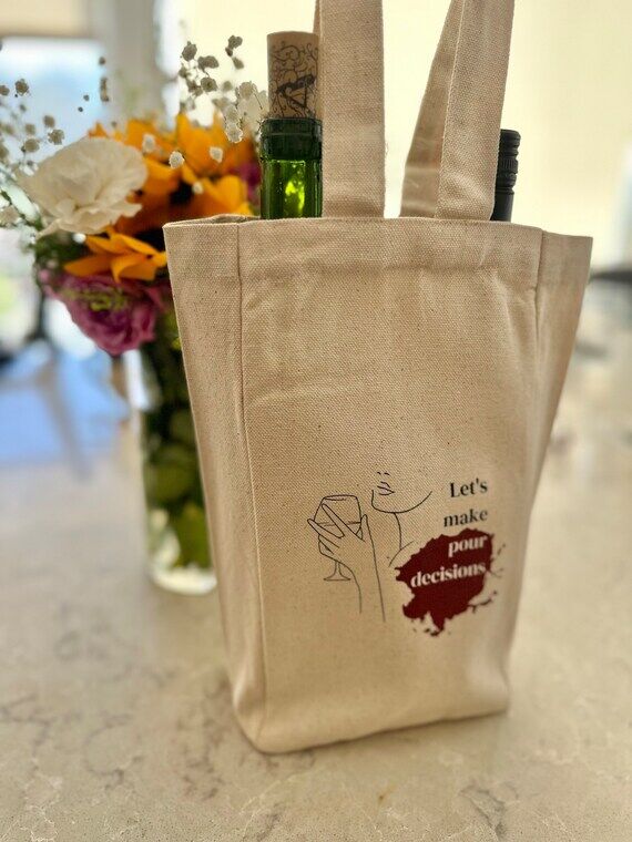 Double Wine Bottle Tote Bag | "Let's Mak...