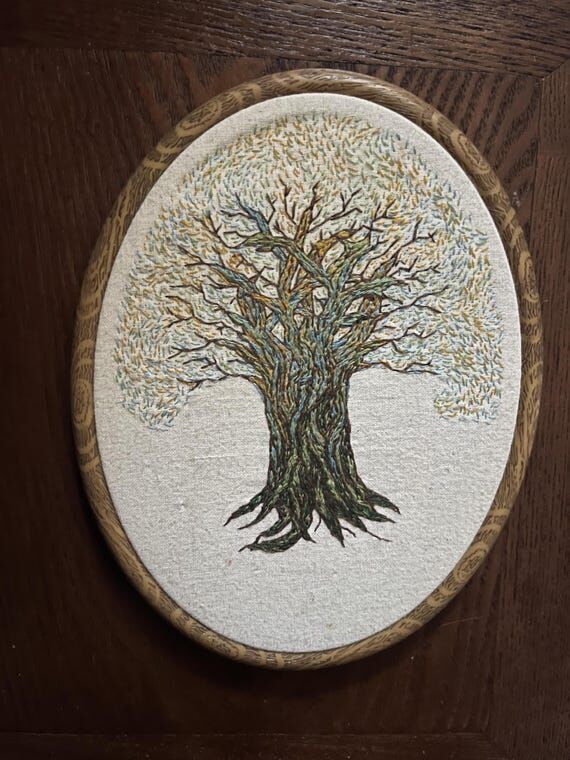 Multicolor Tree - Original Embroidery art in ...