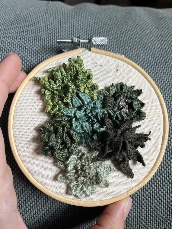 Handmade 3D Succulent Embroidery...