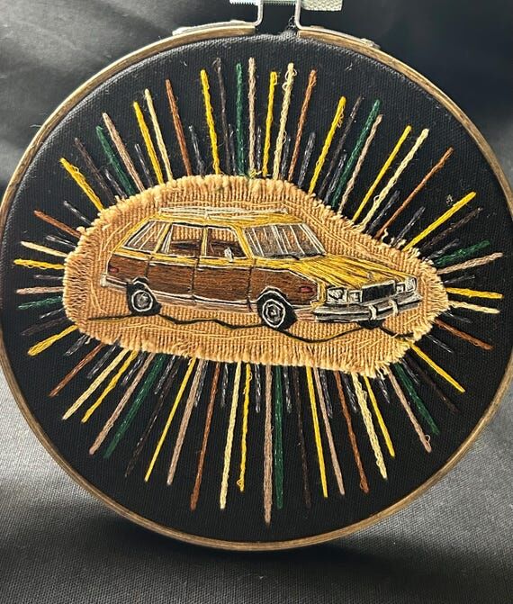 Wagon Whims, 6” embroidery hoop...