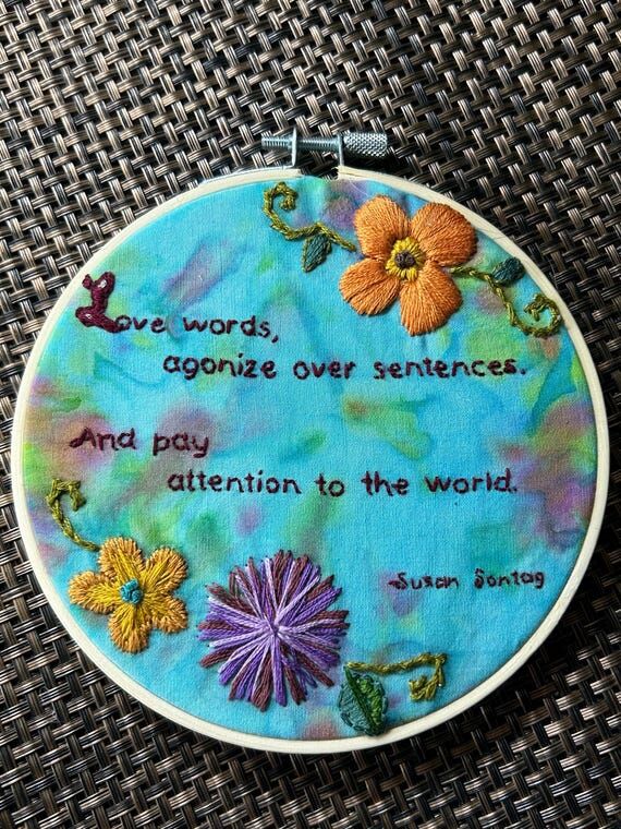 Love Words, 5” embroidery hoop...