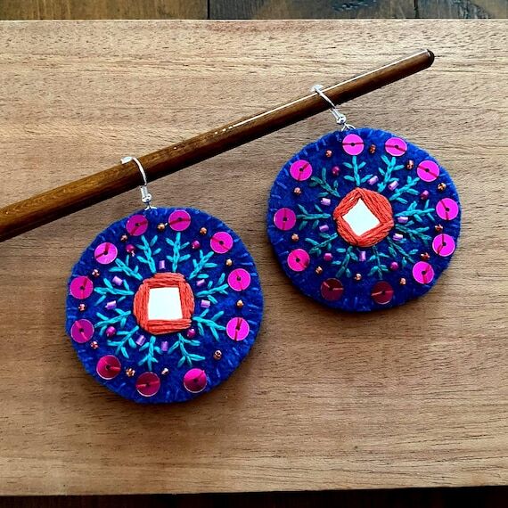 Handmade Embroidery Earrings – Felt Fabric ...