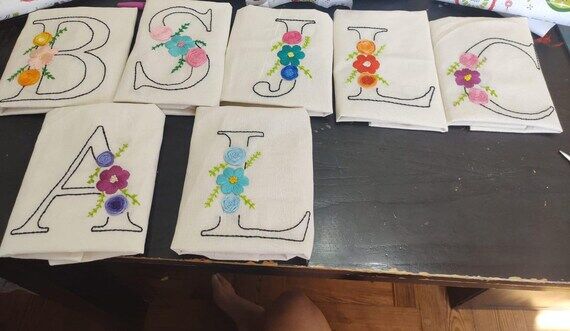 Handmade embroidery Name Initial Letter Tote ...