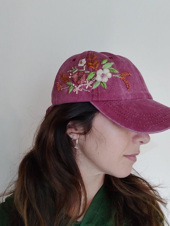 Handmade embroidery flower cap - PATTERN...