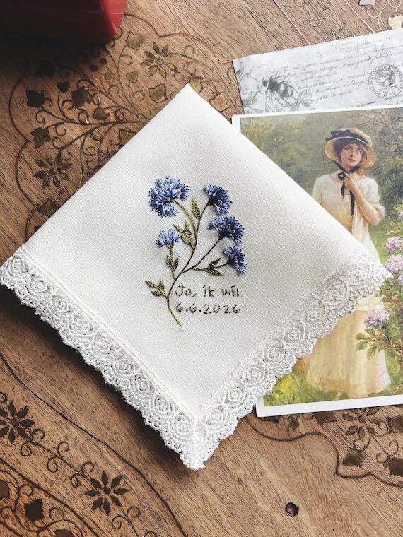 My Something Blue Embroidered Handkerchief ...