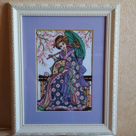 Geisha Cross Stitch Embroidery – Handmade F...