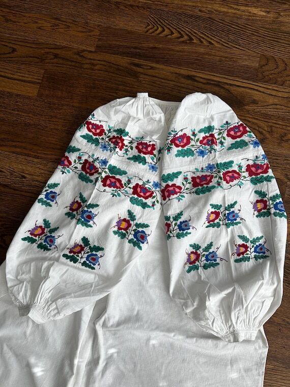 Embroidered Ukrainian Cotton Dress, Tradition...