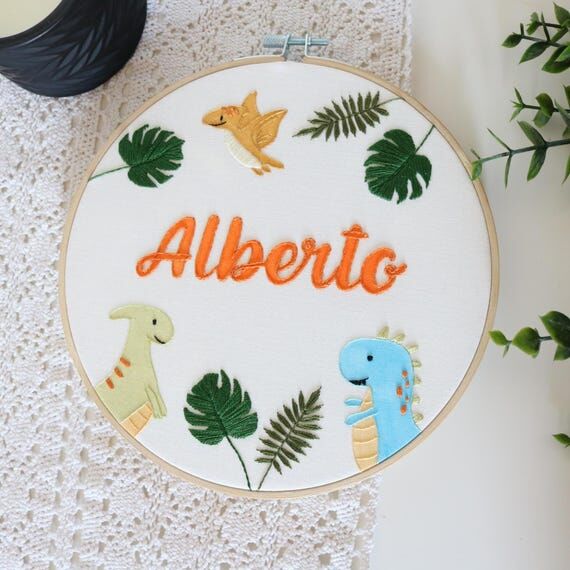 Custom Name Embroidery, Dinosaurs Nursery Dec...