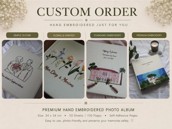 Custom Embroidered Wedding Photo Album | Hand...