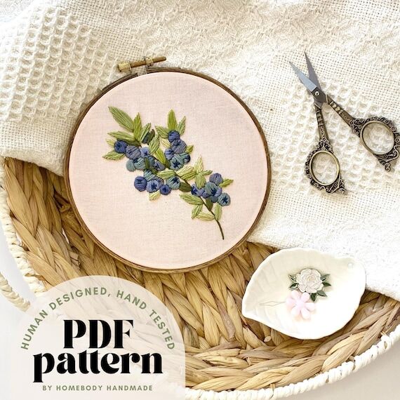 Wild Blueberries Embroidery Pattern: Beginner...