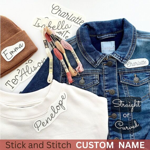 Custom name stick and stitch pattern, embroid...
