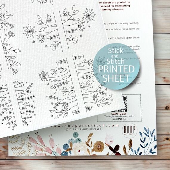 Botanical pair embroidery pattern, stick and ...