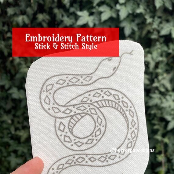 Snake Embroidery Pattern - Stick and Stitch s...