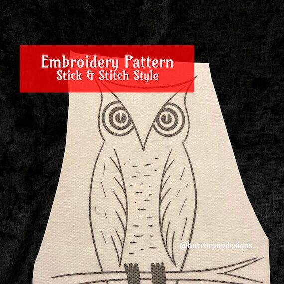 Owl Embroidery Pattern - Stick and Stitch sty...