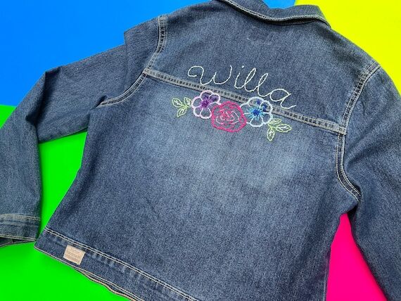 Denim Jacket, Children’s, Floral Design Emb...