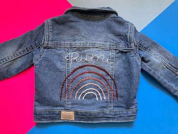 Denim Jacket, Girl's Boho Rainbow Embroidery ...