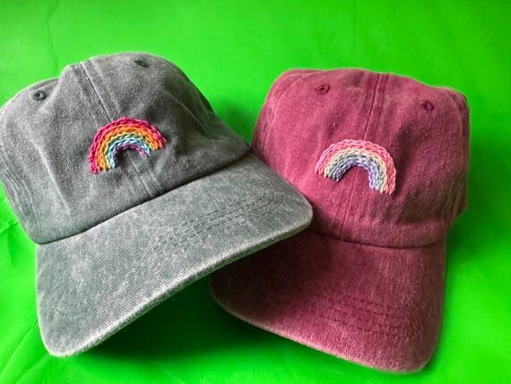 Denim Cap, Kids Rainbow Embroidery Front, Adj...