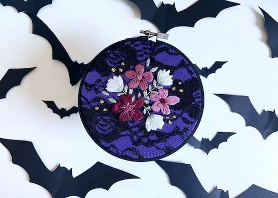 Gothic Bouquet- Hand Embroidery- 5 inch...
