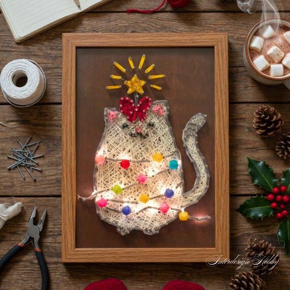 String Art Kit Cat Design DIY Nail and Thread...