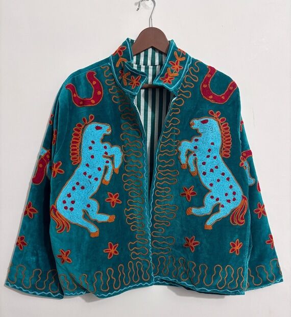 Teal Wild Horse Velvet Jacket | A Moonlight H...