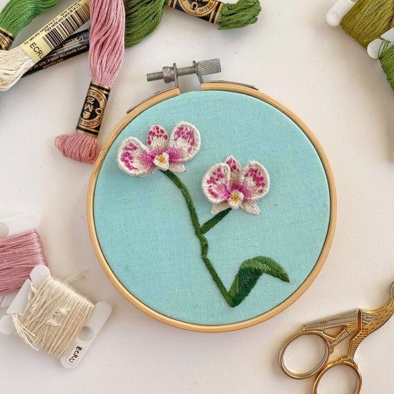Aquarius Astrology Orchid 4 inch Handmade Emb...
