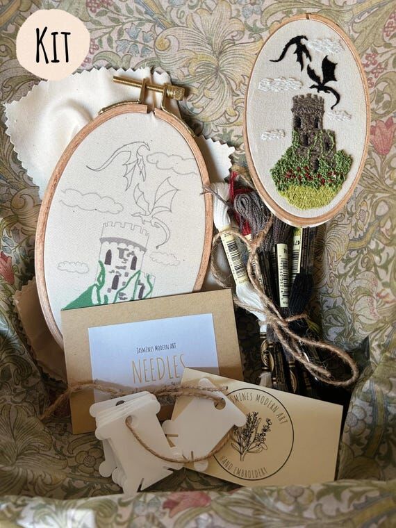 Dragon Stone Keep - Fantasy Embroidery Kit - ...