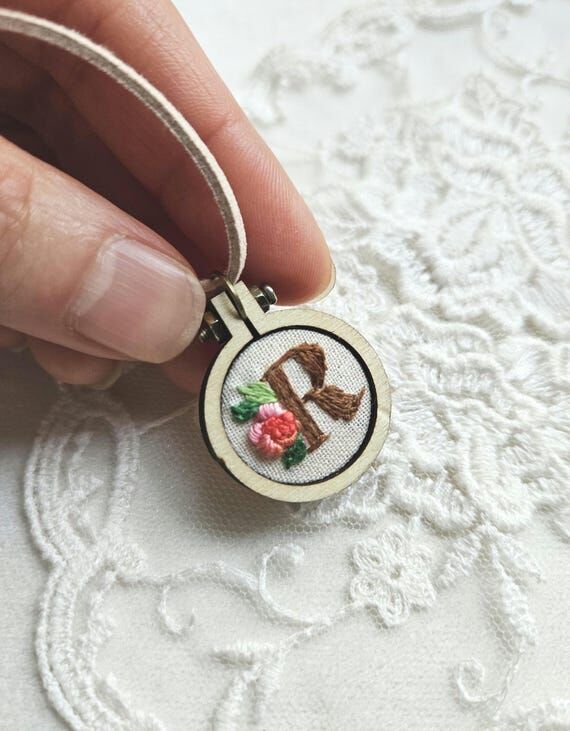 Personalised Hand Embroidered Initial Necklac...