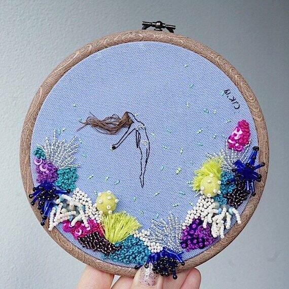 Original 'One with the Ocean no.2' hoop art, ...