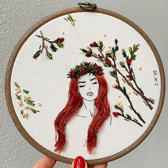 Original 'One with nature’ hand embroidered...