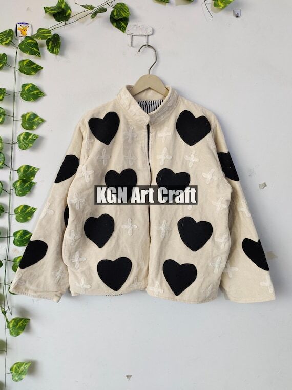 Handmade Heart Cross Embroidered Jacket Soft ...