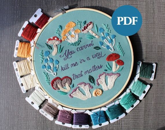 DIY mental health themed embroidery patterns ...