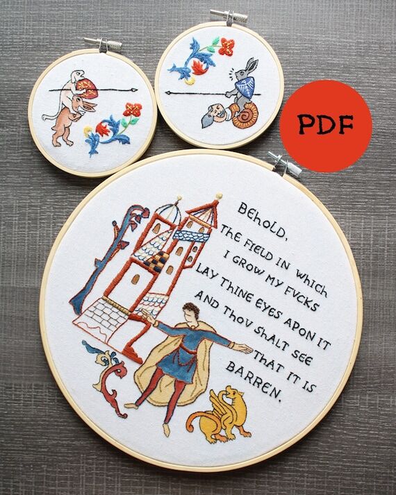DIY embroidery patterns of medieval meme and ...