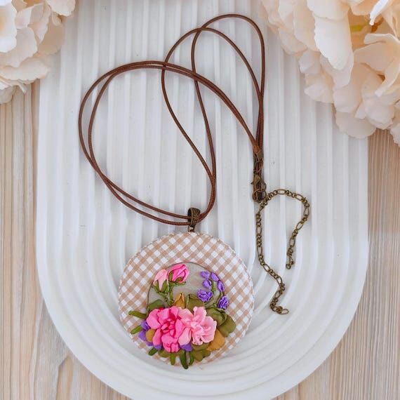 Shabby Chic Floral Embroidery Necklace – Ha...