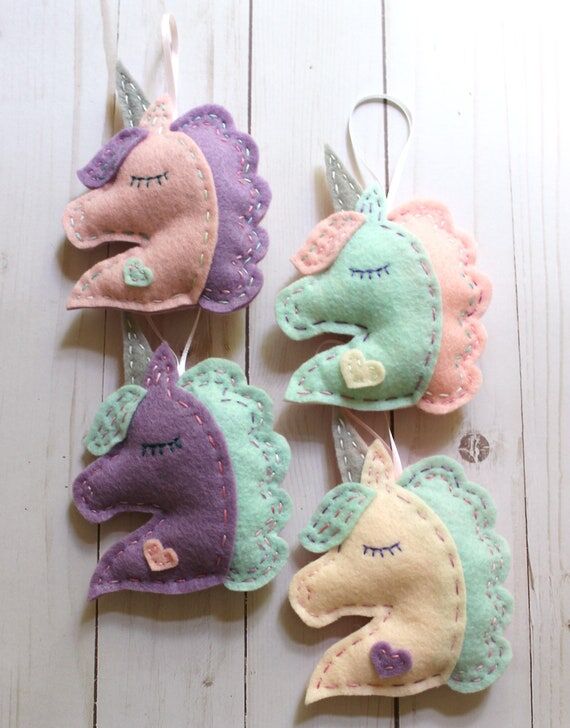 Handmade Felt Unicorn Ornament • Personaliz...