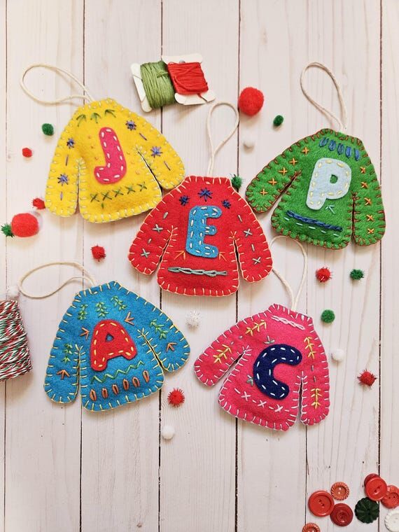 Felt Ugly Christmas Sweater Ornament: Persona...