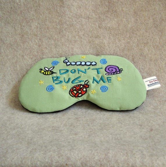 Embroidered Sleep Mask, Bugs Design, Handmade...