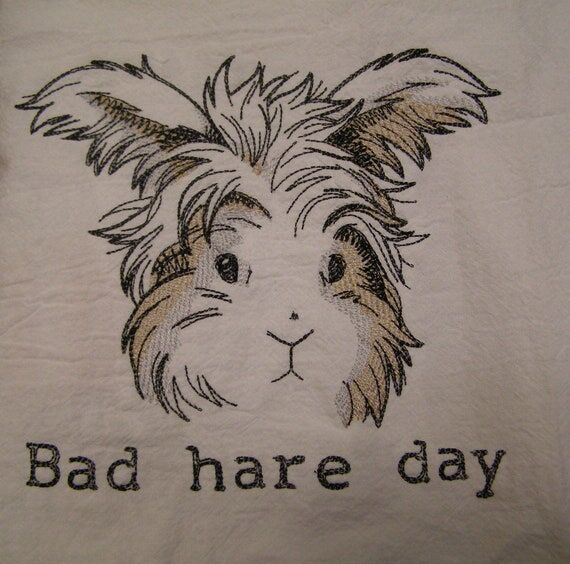Embroidered Rabbit Flour Sack Towel: Bad Hare...