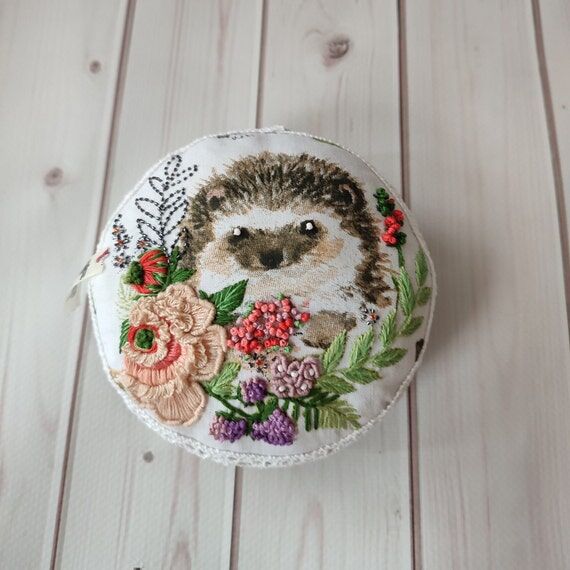 Hedgehog Pincushion, Brazilian Embroidery, Ha...