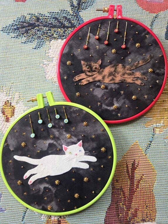 Custom Cat Felt Embroidery - Made to Order Ha...