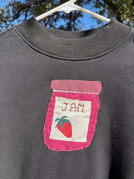 Handmade Embroidered Strawberry Jam Jar Sweat...