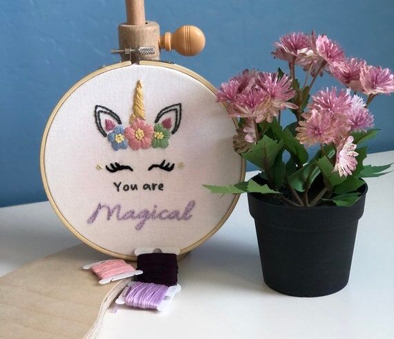 Handmade Unicorn Embroidery Hoop Art: Magical...