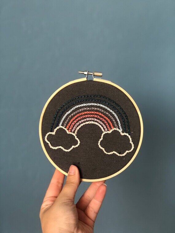 Rainbow Hand Embroidery, Baby Gift, Home deco...