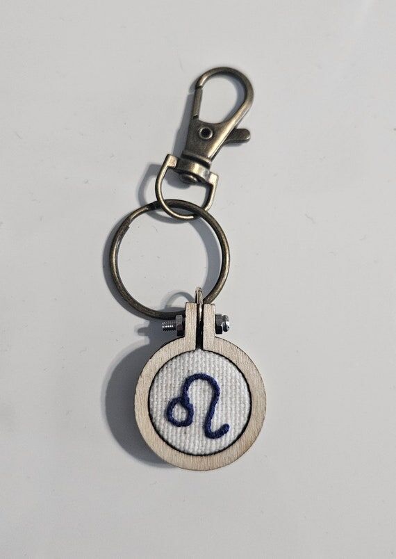 Handmade Zodiac Sign Keychain: Custom Embroid...