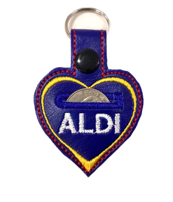 Aldi Quarter Holder Keychain: Embroidered Hea...