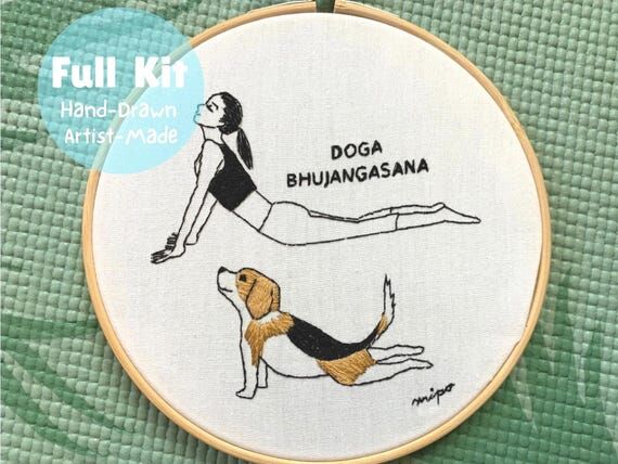 Yoga Dog Embroidery Kit: Beginner DIY Doga E...